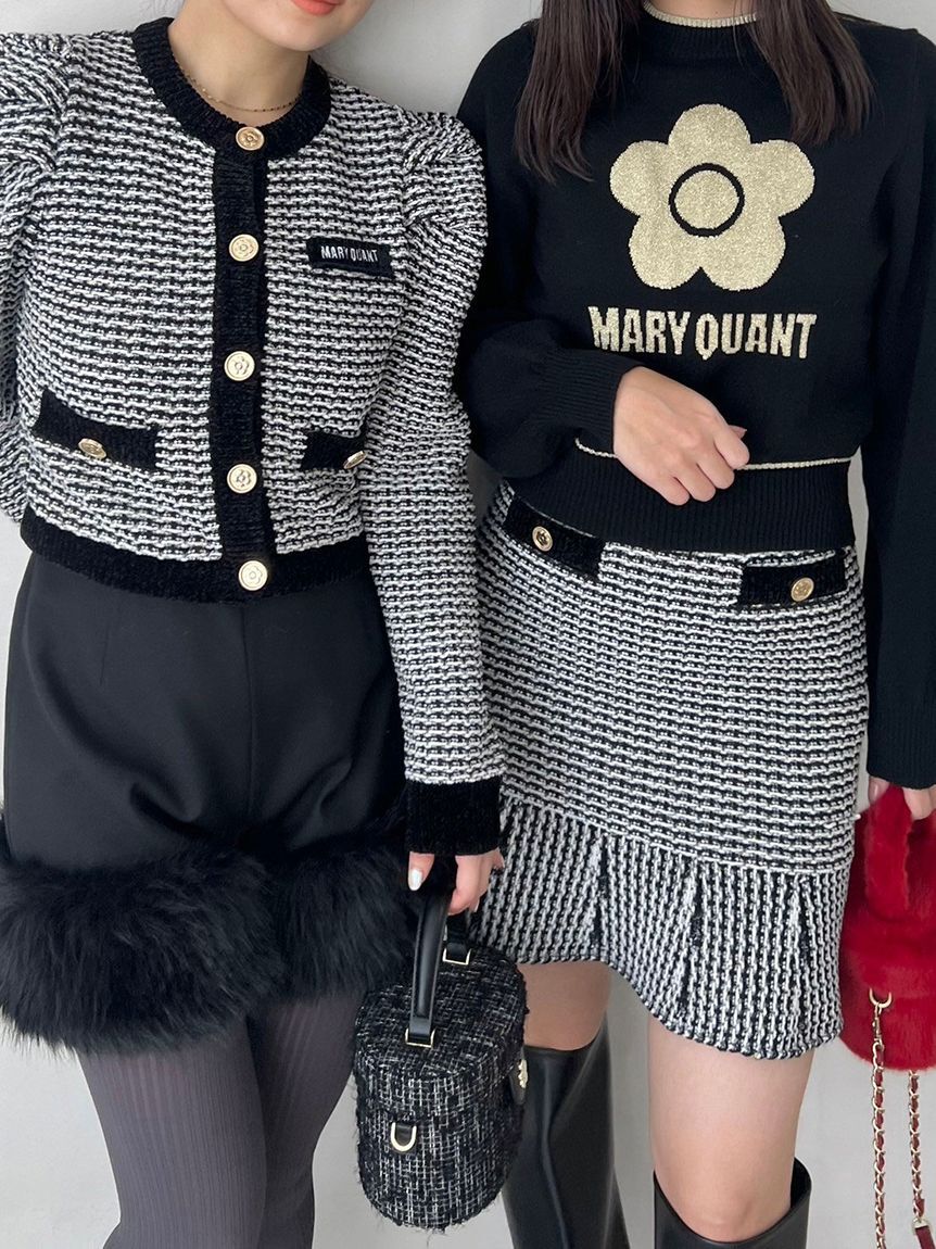 LILY BROWN「【WEB・一部店舗限定カラー】【LILY BROWN&times;MARY QUANT】ツイードニットカーディガン」|カーディガン|