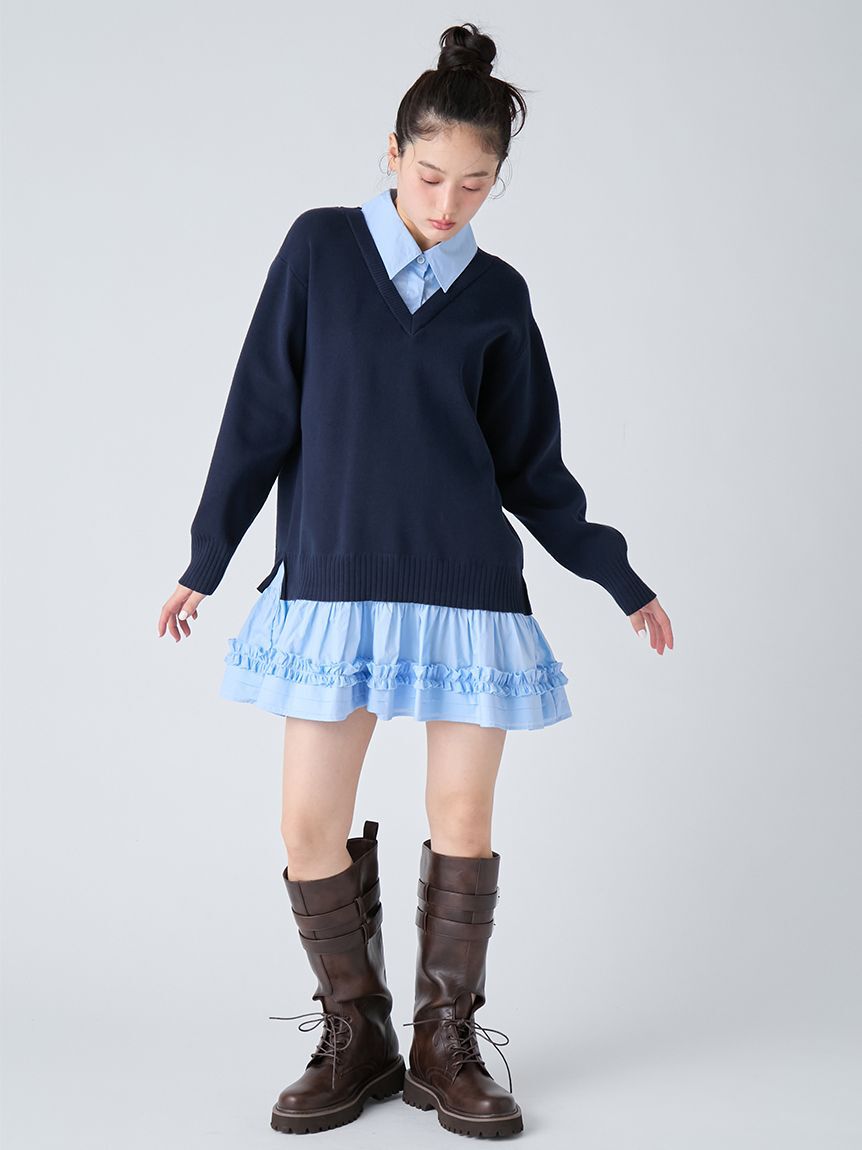 LILY BROWN「シャツドッキングミニワンピース」|ワンピース|