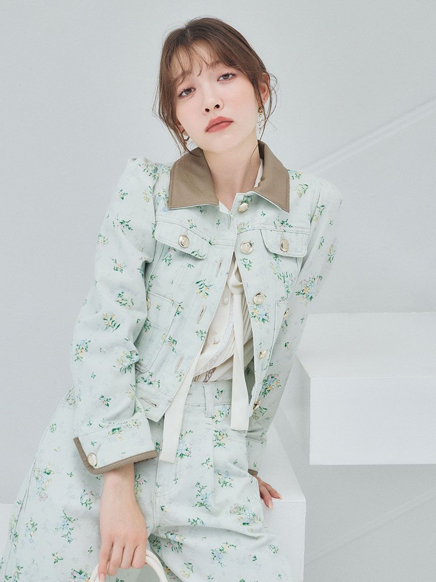 LILY BROWN「レザートリムクラシックデニムジャケット」|デニムジャケット|FLOWER