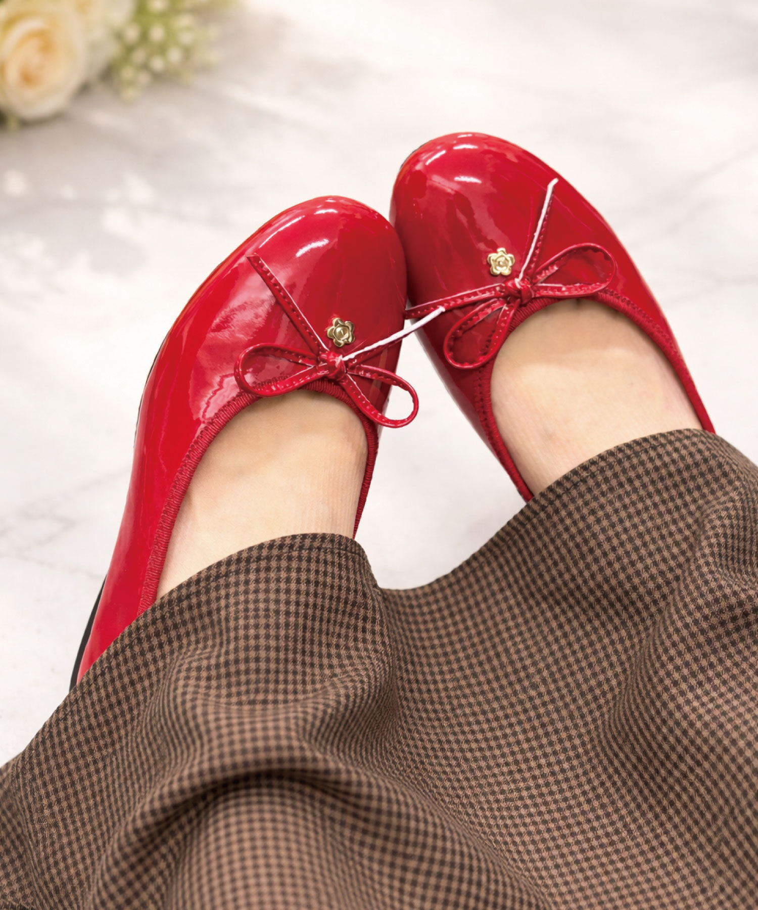 MARY QUANT「デイジーメタルバレエ シューズ」|バレエシューズ|レッド