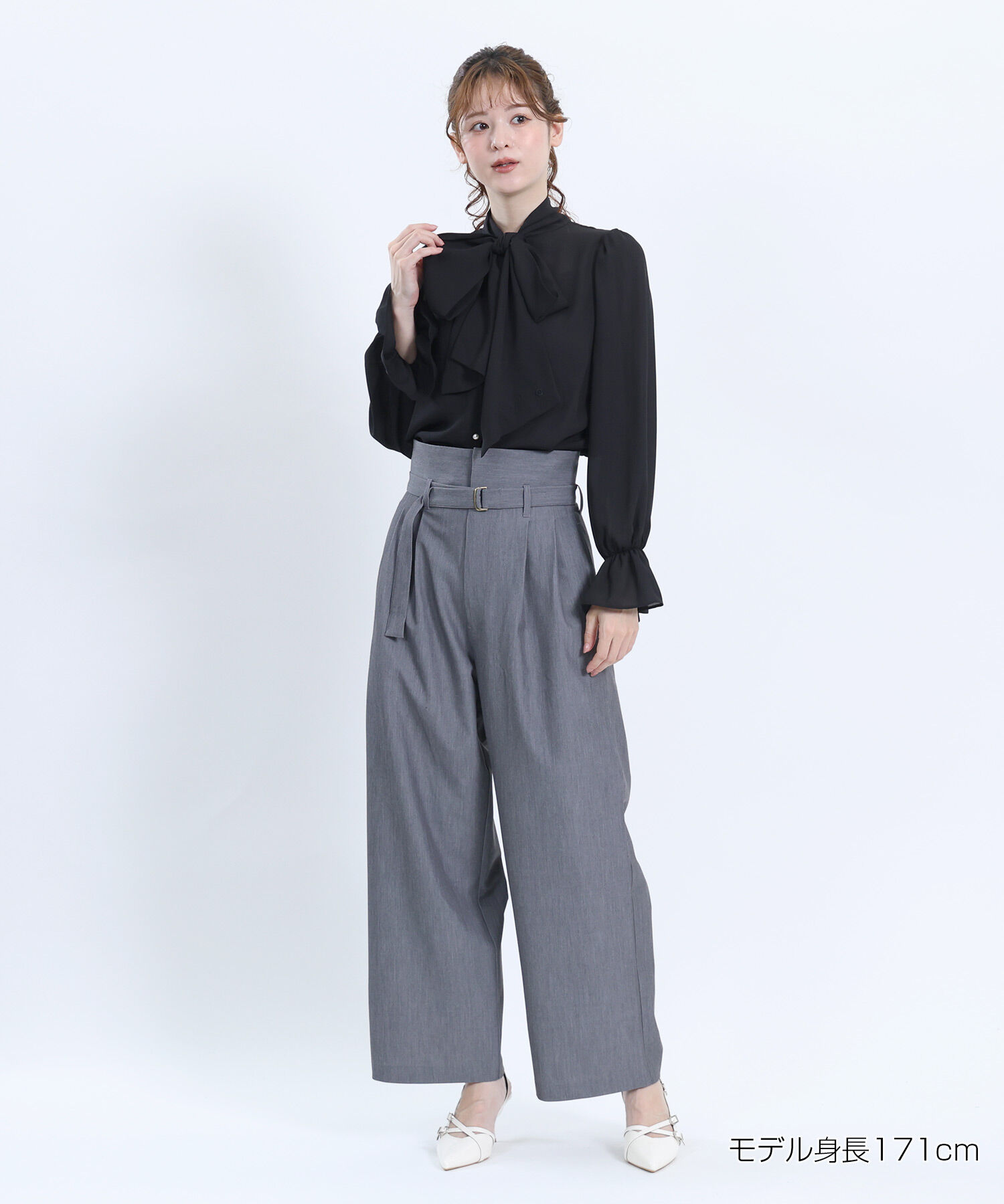 MARY QUANT「タックワイド パンツ」|スラックス|