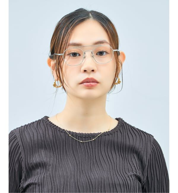  「[黒石奈央子さん ｺﾗﾎﾞ] Zoff｜Naoko Kuroishi メガネ | ツーブリッジ メタル 伊達・度付き レンズ交換券付」|メガネ|