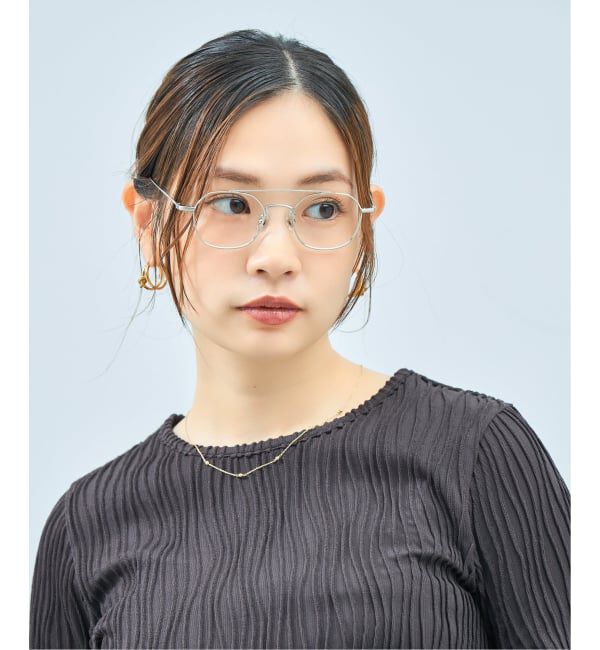  「[黒石奈央子さん ｺﾗﾎﾞ] Zoff｜Naoko Kuroishi メガネ | ツーブリッジ メタル 伊達・度付き レンズ交換券付」|メガネ|