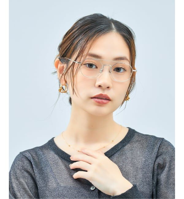  「[黒石奈央子さん ｺﾗﾎﾞ] Zoff｜Naoko Kuroishi メガネ | ツーブリッジ メタル 伊達・度付き レンズ交換券付」|メガネ|ゴールド