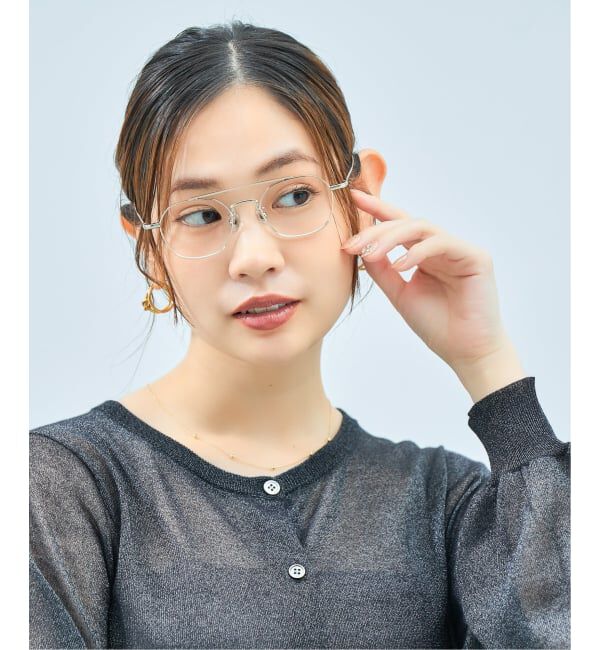  「[黒石奈央子さん ｺﾗﾎﾞ] Zoff｜Naoko Kuroishi メガネ | ツーブリッジ メタル 伊達・度付き レンズ交換券付」|メガネ|