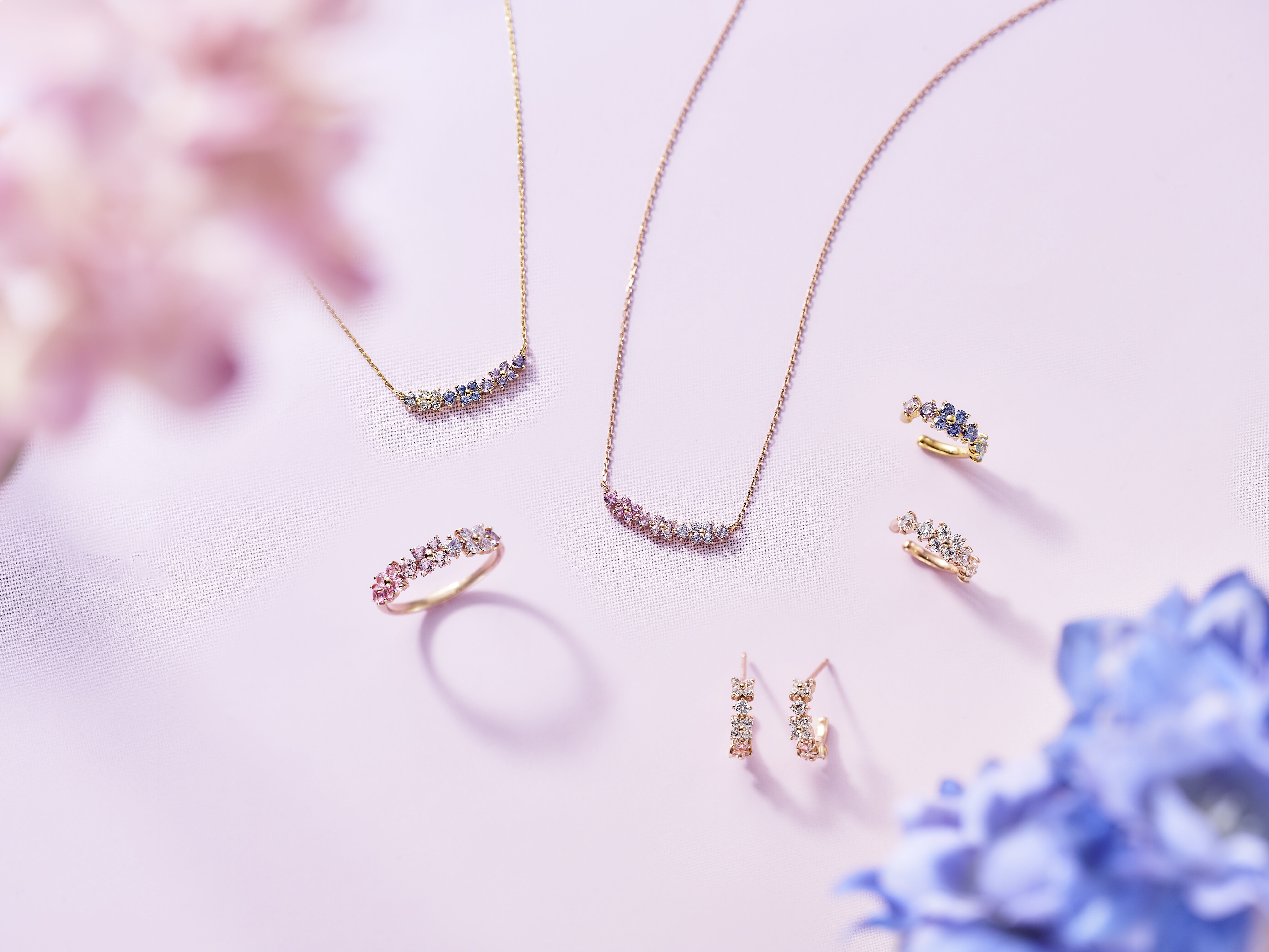 Samantha Tiara「フラワーモチーフバンド　グラデーション イヤーカフ(ブルー)」|イヤーカフ|