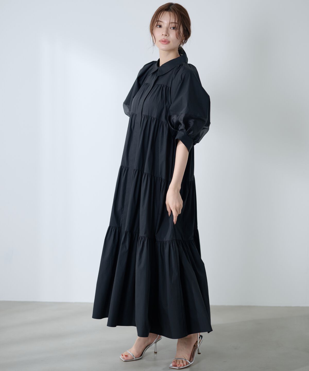 アンドクチュール「袖シアーシャツワンピース」|ワンピース|