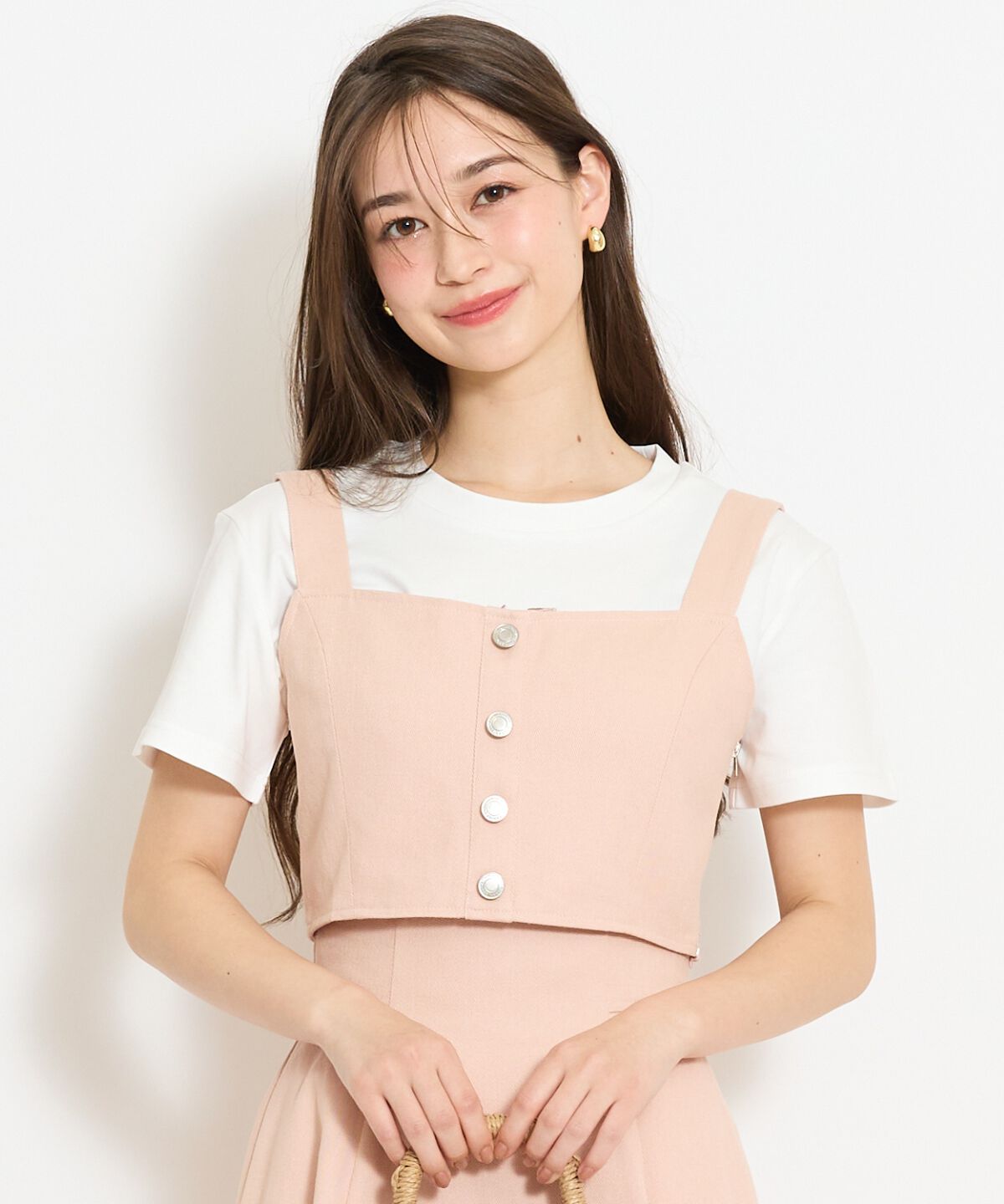 WILLSELECTION「ボタン付きデニムビスチェ」|その他|ピンク