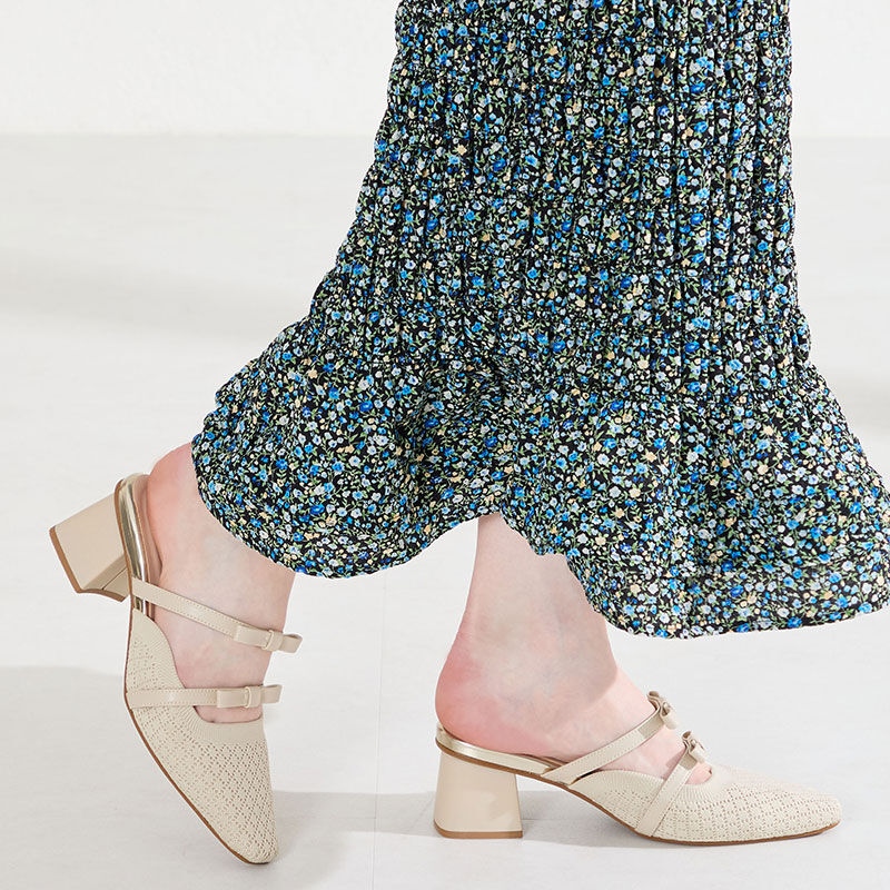 ORiental TRaffic「●2026春夏新作●ダブルリボンニットミュールパンプス/61111」|サンダル|