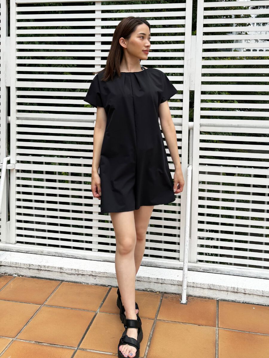 ALBOVE「【エコ素材】無地Tシャツオールインワン/リゾートアイテム」|オールインワン|ブラック