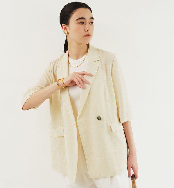UNITED ARROWS green label relaxing「【結論シリーズ】シアーエアミドルスリーブジャケット マシンウォッシャブル 接触冷感 通気性」|テーラードジャケット|