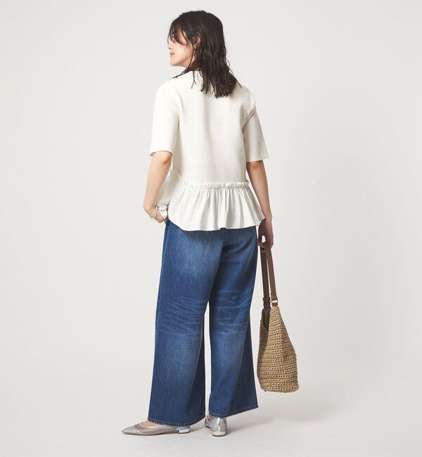 UNITED ARROWS green label relaxing「ドッキング ペプラム ショートスリーブ ニット プルオーバー ウォッシャブル」|ニット・セーター|