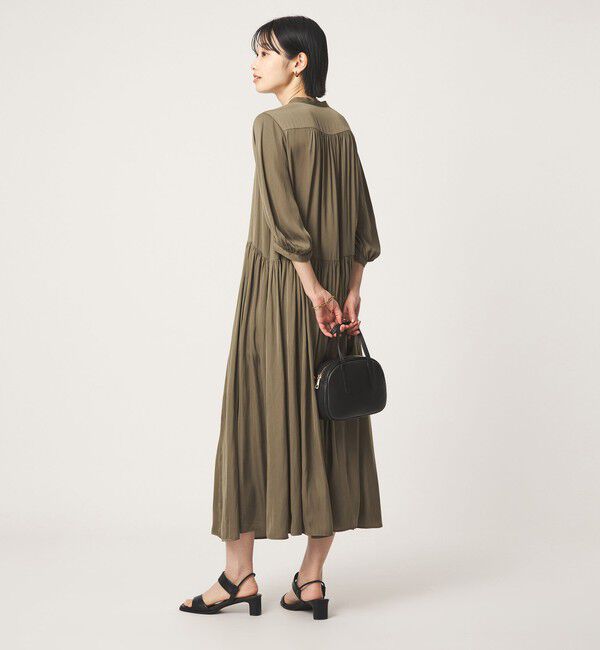 UNITED ARROWS green label relaxing「サテン ギャザー ショートスリーブ ワンピース 2」|ワンピース|