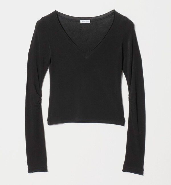 ATTISESSION「＜ATTISESSION＞Vネック ロングスリーブ トップス」|Tシャツ・カットソー|BLACK
