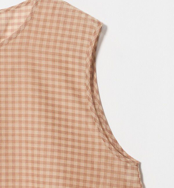 BEAUTY&YOUTH UNITED ARROWS「コットンシルク シアーチェック ノースリーブ ブラウス」|シャツ・ブラウス|