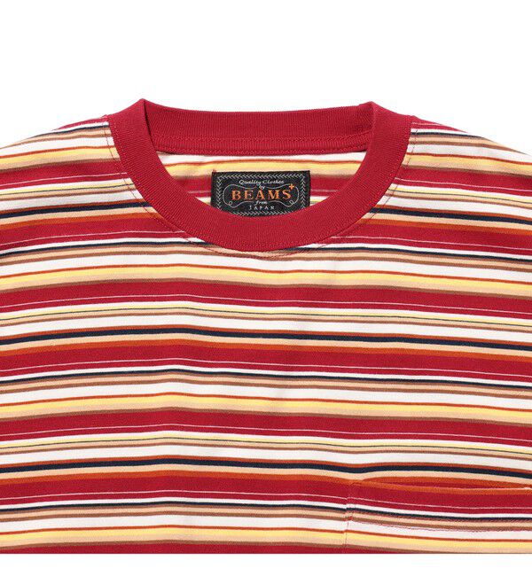 BEAMS PLUS「Pocket Tee Multi Stripe Tee」|Tシャツ・カットソー|