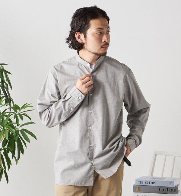 SHIPS any「SHIPS any:〈洗濯機可能〉ストライプ / ソリッド リラックス バンドカラー シャツ 26AW◆」|シャツ・ブラウス|