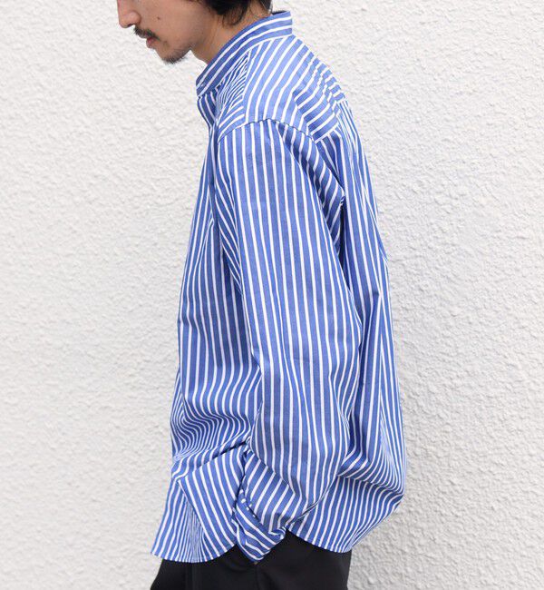 SHIPS any「SHIPS any:〈洗濯機可能〉ストライプ / ソリッド リラックス バンドカラー シャツ 26AW◆」|シャツ・ブラウス|