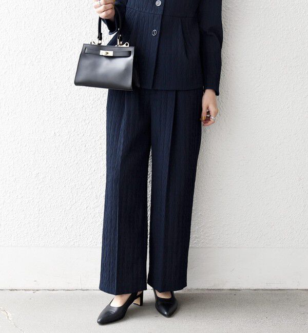 SHIPS any「SHIPS any:〈手洗い可能〉ジャカード タック セミワイド パンツ［NAVY BLUE］」|その他|