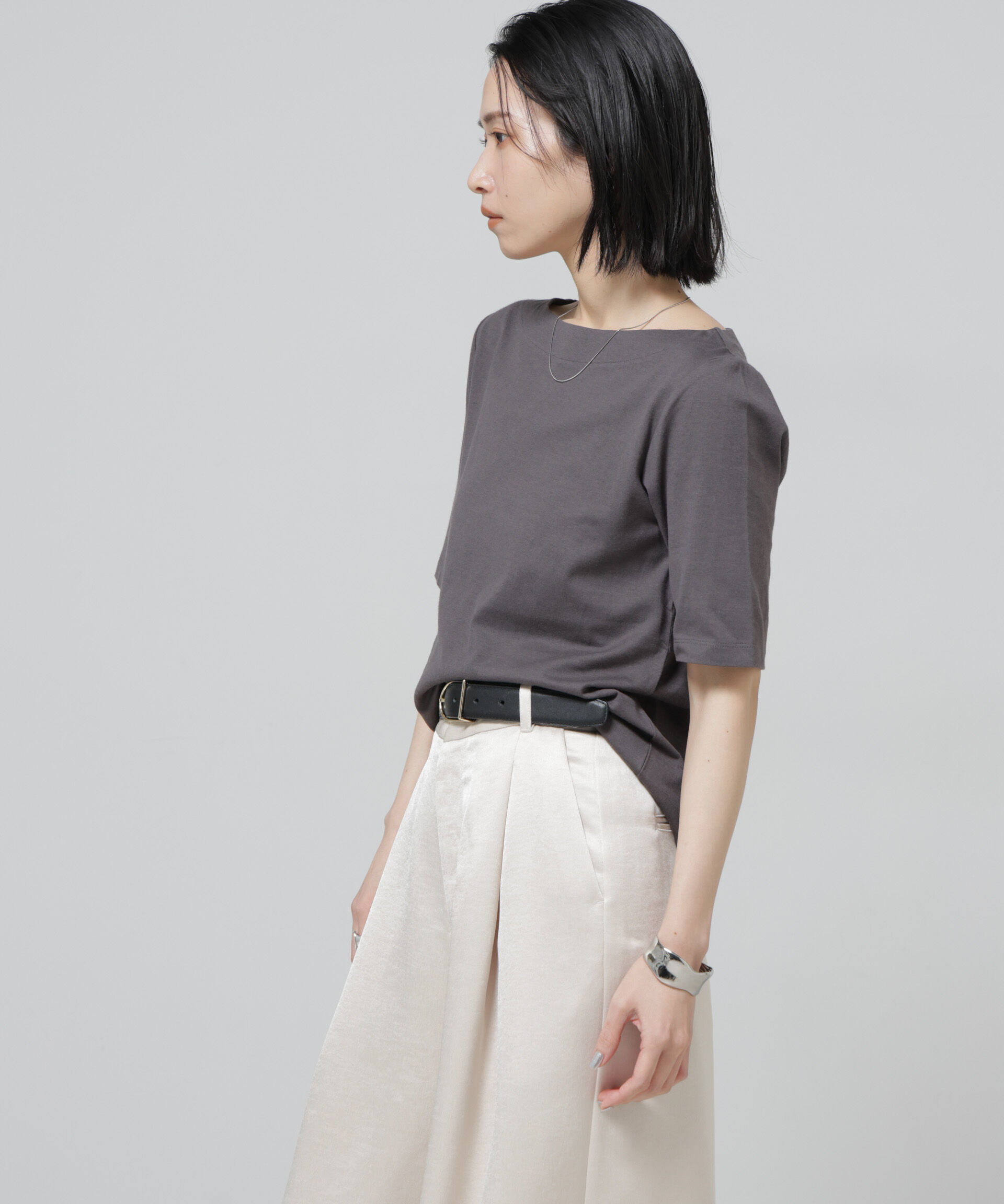 NANO universe「〈追加〉Anti Soaked(R) 汗染み防止ボートネックTシャツ」|Tシャツ・カットソー|