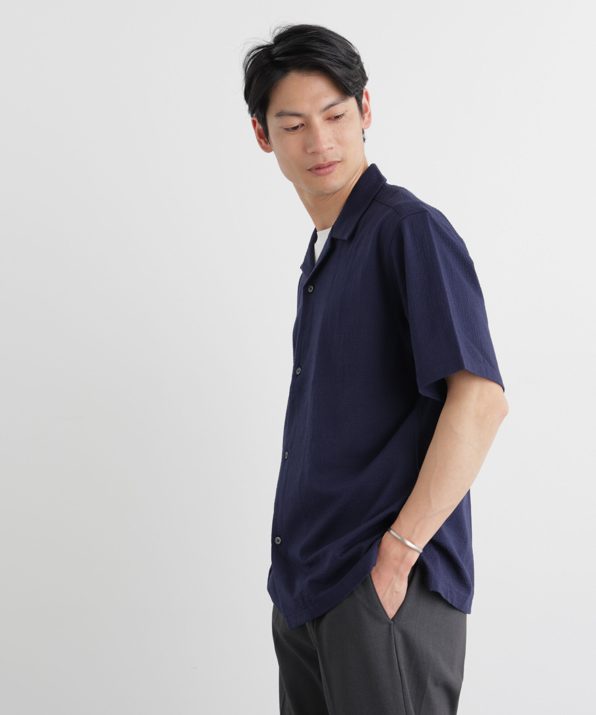 NANO universe「シルケットサッカーシャツ 半袖」|シャツ・ブラウス|