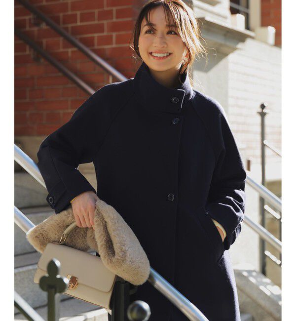 ANY SIS「ウールライクスタンドカラー ミドルコート」|その他|ネイビー