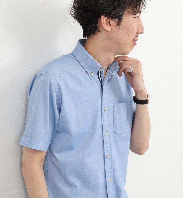 NOLLEY'S goodman「《ビジカジ対応》カノコテープBD SS 半袖ボタンダウンシャツ 26SS」|シャツ・ブラウス|ブルー