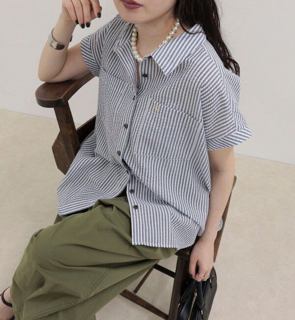 fredy emue「FR刺しゅうフレンチストライプシャツ」|シャツ・ブラウス|