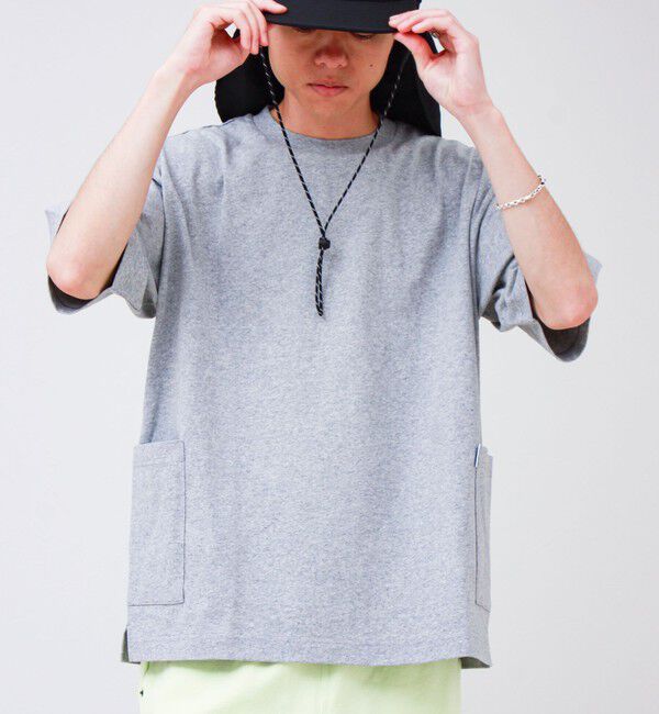 GLOSTER「バックステッチ サイドポケット クルーネックTシャツ」|Tシャツ・カットソー|ミディアムグレー