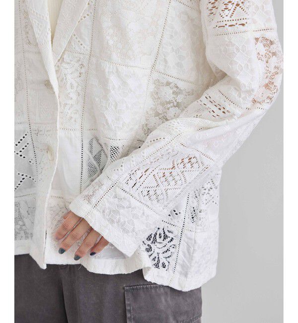 SALON adam et rope'「【WEB限定】刺繍レースパッチワークシャツジャケット/ セットアップ対応」|テーラードジャケット|