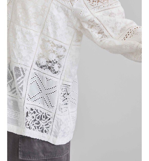 SALON adam et rope'「【WEB限定】刺繍レースパッチワークシャツジャケット/ セットアップ対応」|テーラードジャケット|