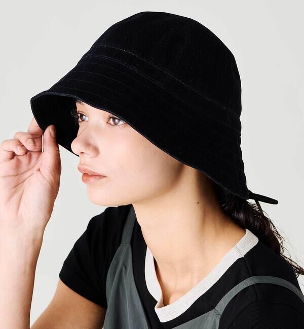  「KIJIMA TAKAYUKI | FLOCKY PRINTED DENIM 2WAY SAILOR HAT」|ハット|BLACK