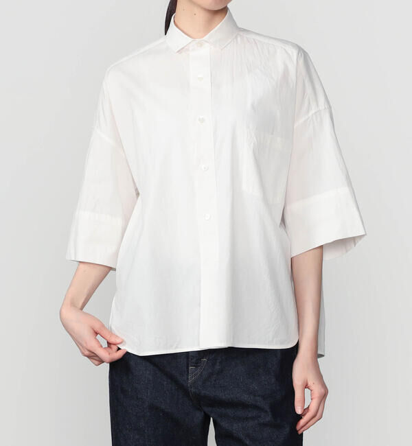  「TICCA | 〈別注〉 スクエア 半袖ダブルカフスシャツ WOMEN」|シャツ・ブラウス|WHITE