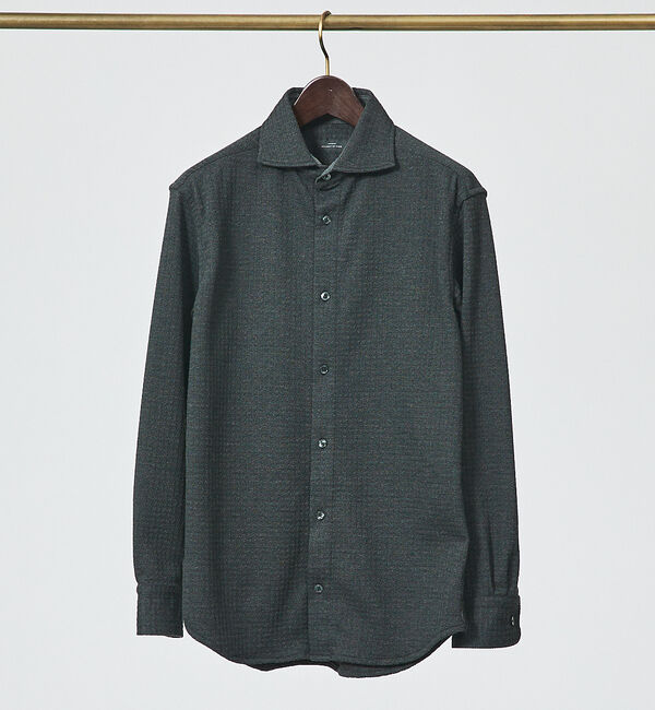 ABAHOUSE「【FLEX SHIRTS】千鳥柄フクレガジャガード ジャージシャツ」|シャツ・ブラウス|チャコールグレー