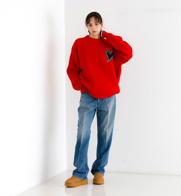ABAHOUSE「【Revo.レボ】ワンポイントハートステッチルーズニット/ユニセックス/TH-3」|ニット・セーター|