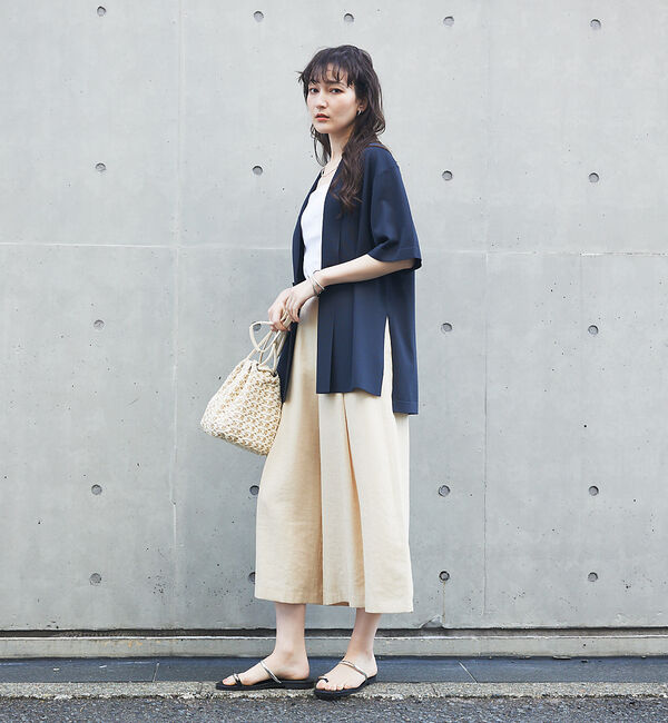 qualite「【接触冷感】ナチュラルシャンブレーフレアーパンツ」|その他|