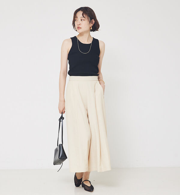 qualite「【接触冷感】ナチュラルシャンブレーフレアーパンツ」|その他|