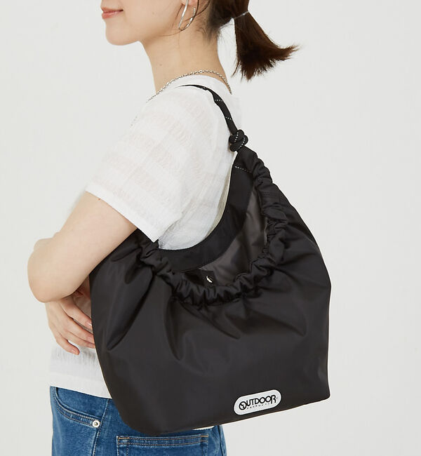 abahouse mavie「【OUTDOOR 】コードギャザートート」|ショルダー・メッセンジャー|ブラック