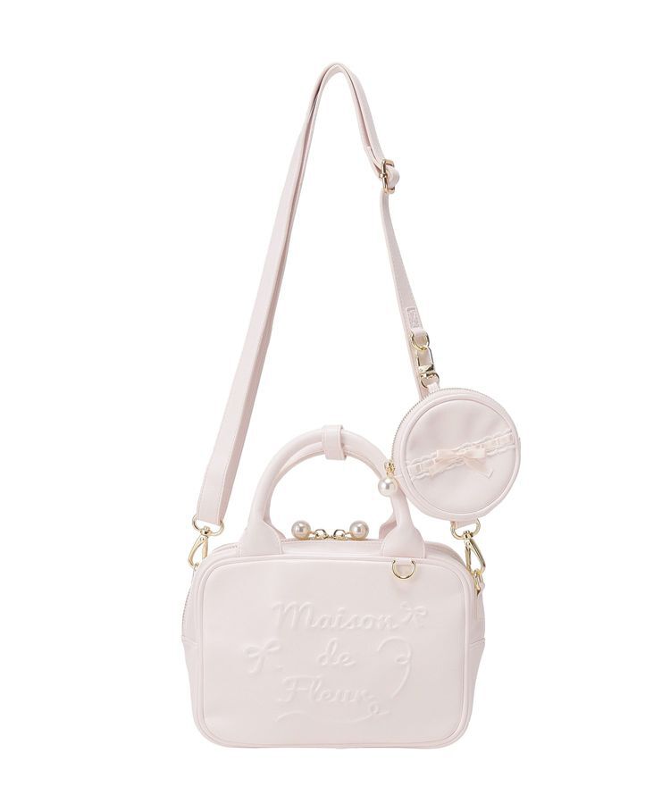 Maison de FLEUR「ミニポーチ付きエンボスロゴスクエアボストン」|ハンドバッグ|