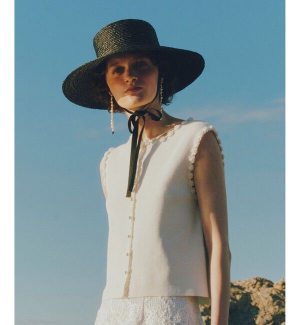 LOULOU WILLOUGHBY「クロッシェフラワートリミングプルオーバー」|ニット・セーター|オフホワイト