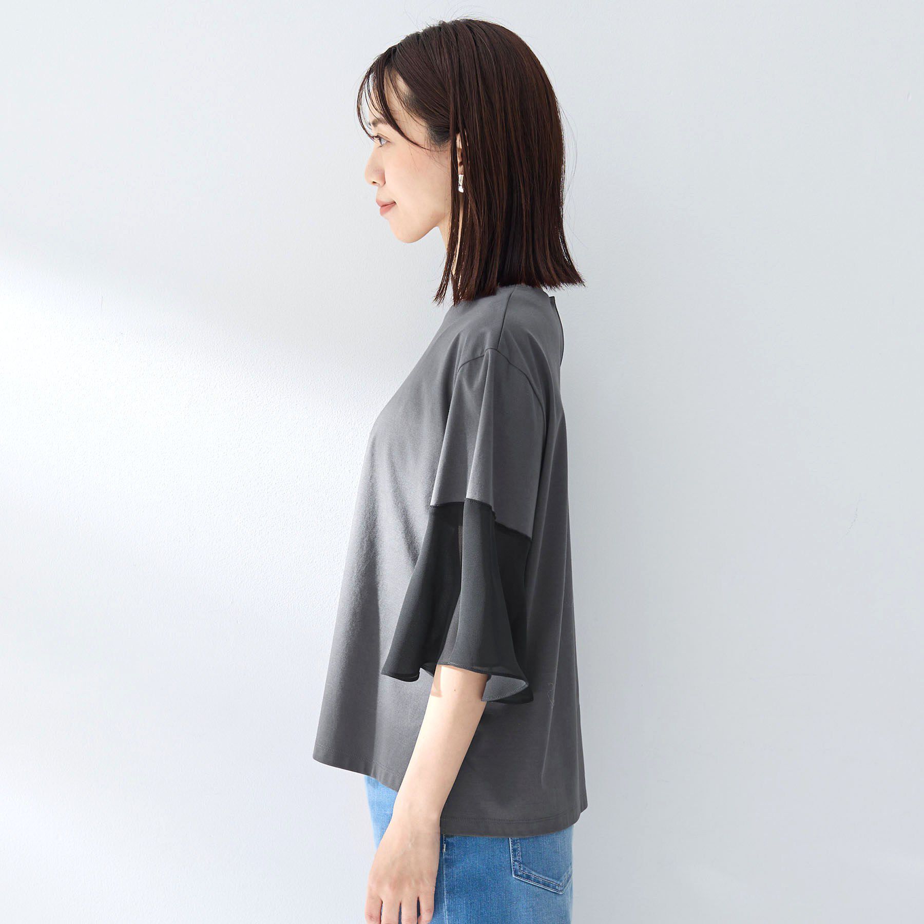 UNTITLED「【洗える/華奢見え】袖シアープルオーバー」|Tシャツ・カットソー|
