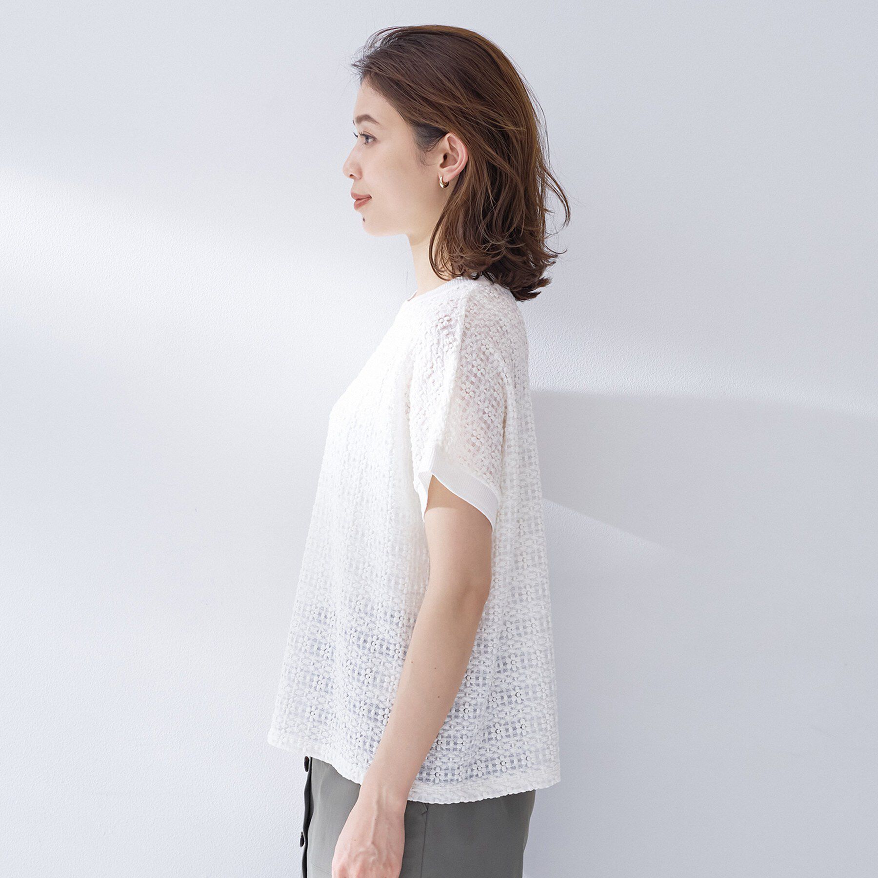 UNTITLED「【洗える／シアー】ミニヨンレースプルオーバー」|Tシャツ・カットソー|