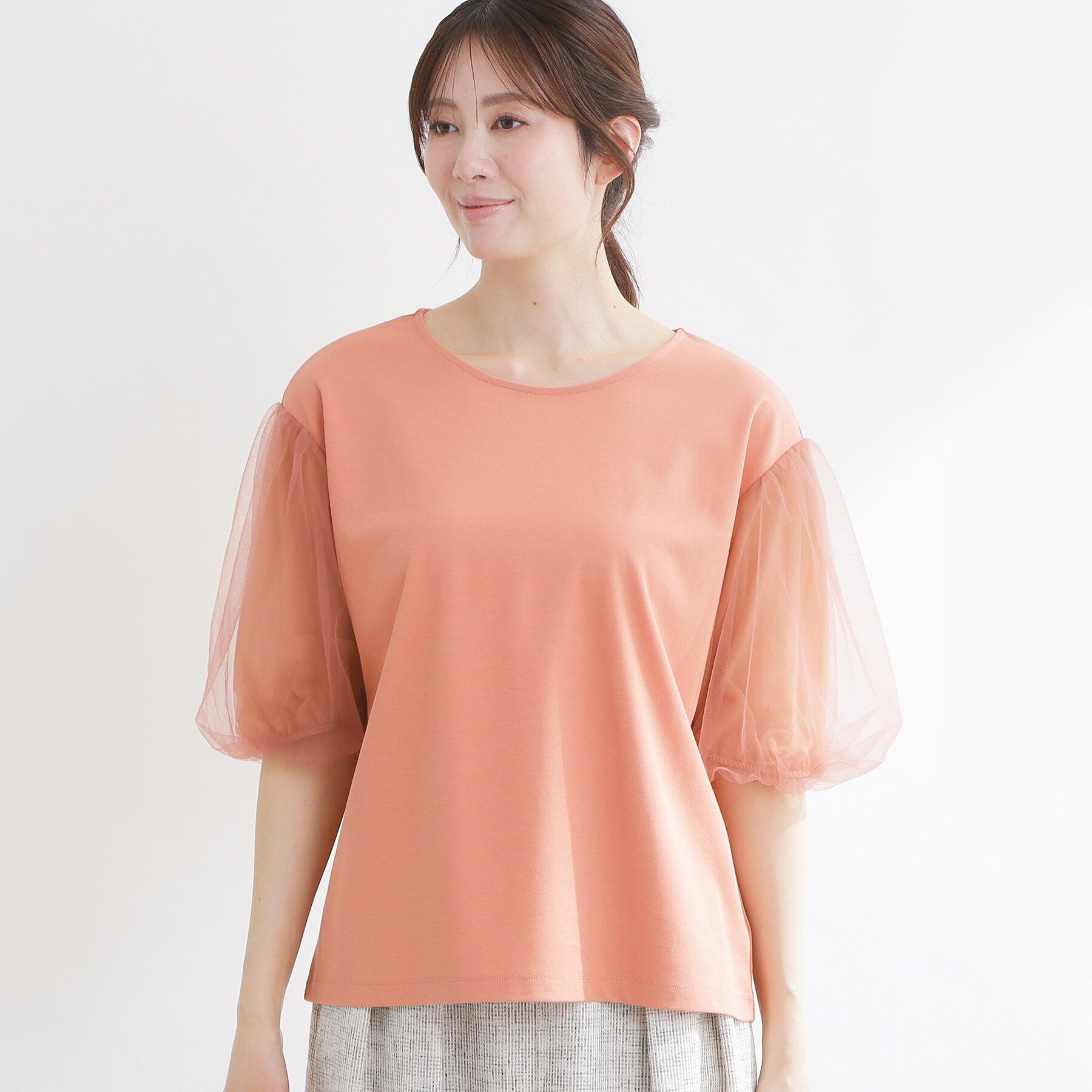 Reflect「【UVカット／接触冷感／吸水速乾】チュールスリーブプルオーバー」|Tシャツ・カットソー|