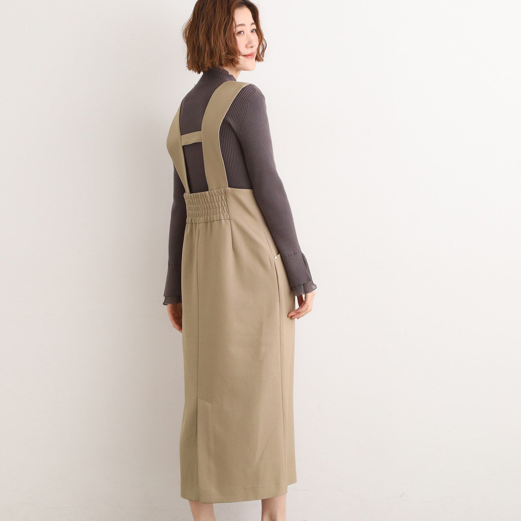 grove「【ウエストゴム】美シルエットなハイウエストサス付きスカート」|スカート|