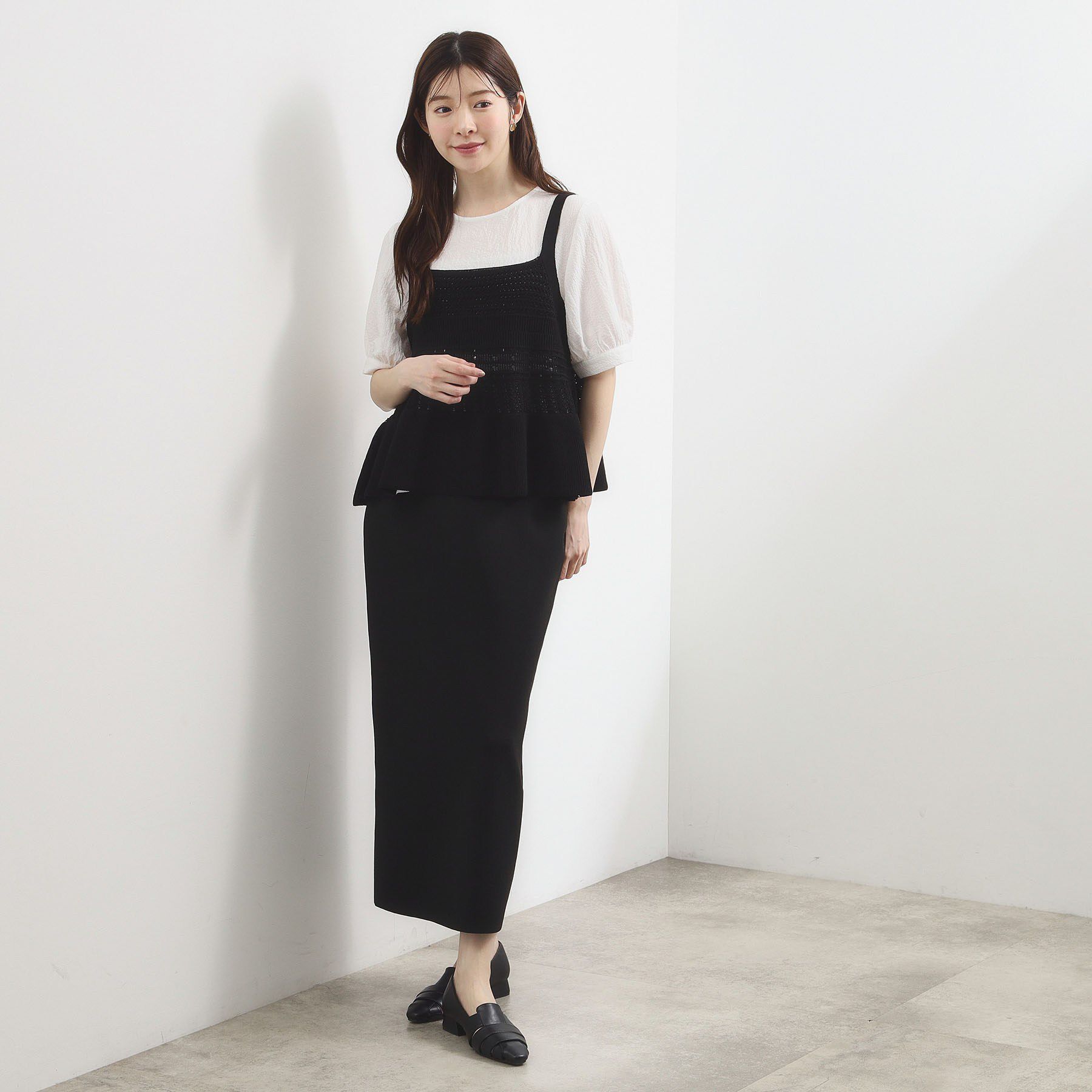 grove「【2点SET】着るだけで完成、透かし編みニットビスチェ&times;ブラウス」|その他|