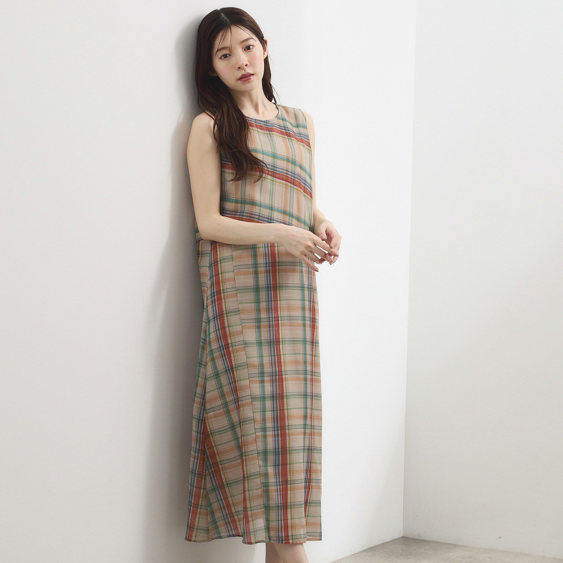 grove「【洗える・体型カバー】アートチェックワンピース」|ワンピース|