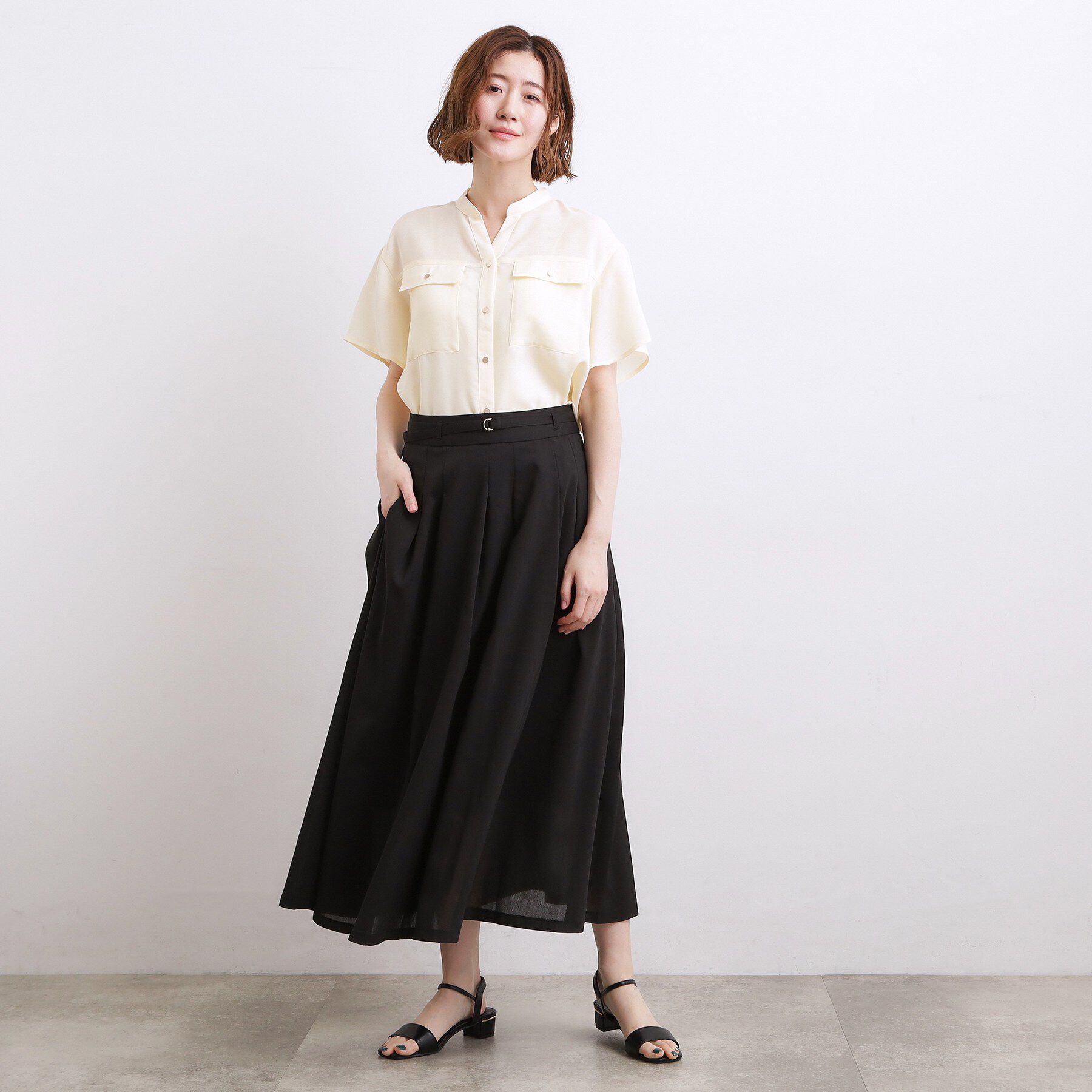 grove「【洗える】ON/OFF使える、ベルト付フレアスカート」|スカート|