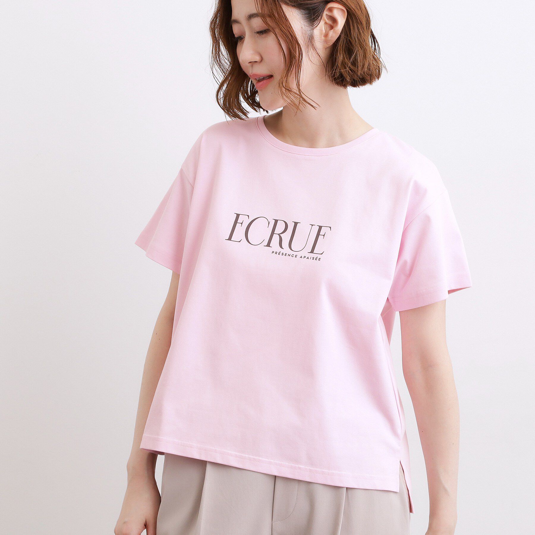 grove「【遮熱／吸水速乾／接触冷感／UVカット】ベーシックロゴTシャツ」|Tシャツ・カットソー|ライトピンク(070