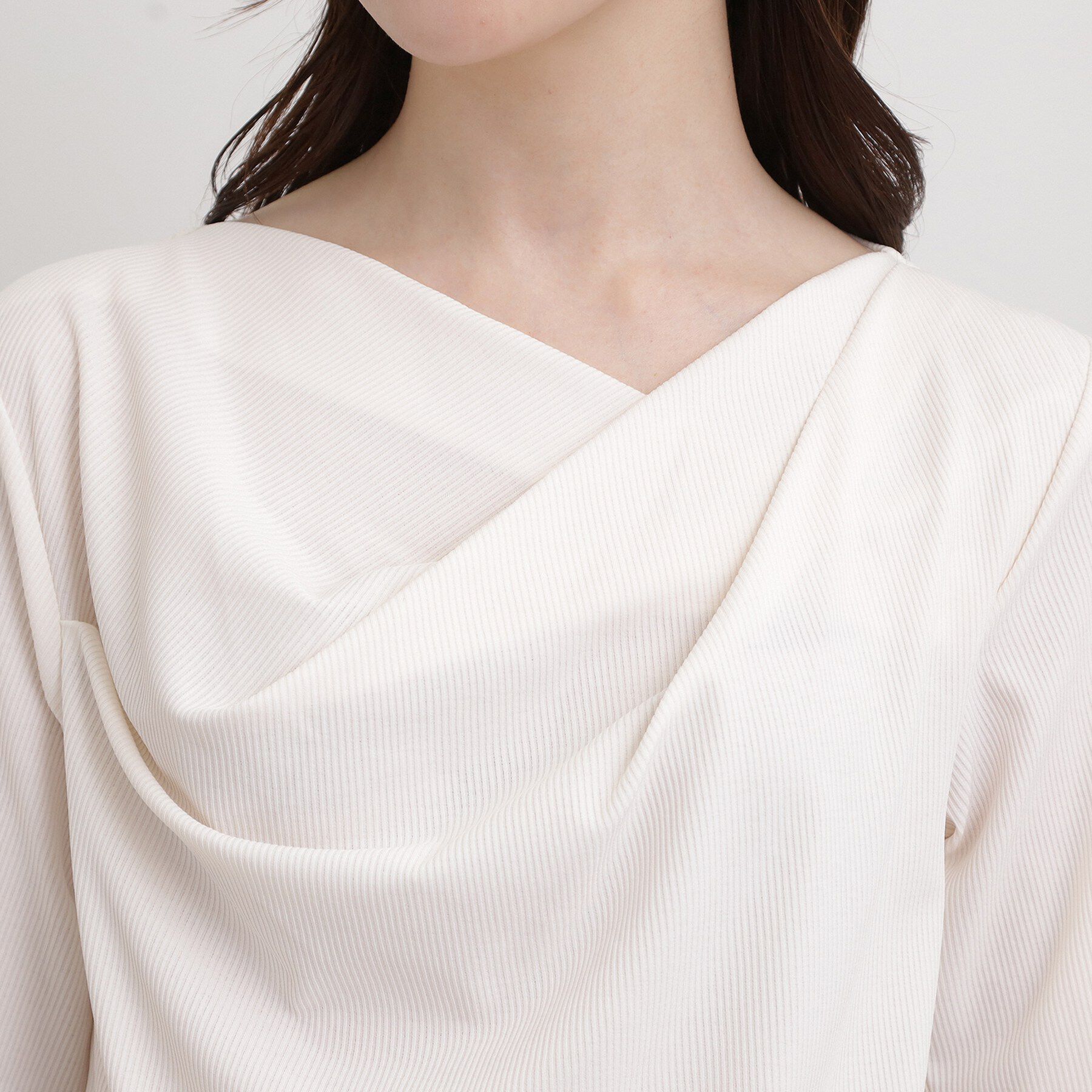 grove「着るだけで旬顔 ドレープネックテレコTシャツ」|Tシャツ・カットソー|