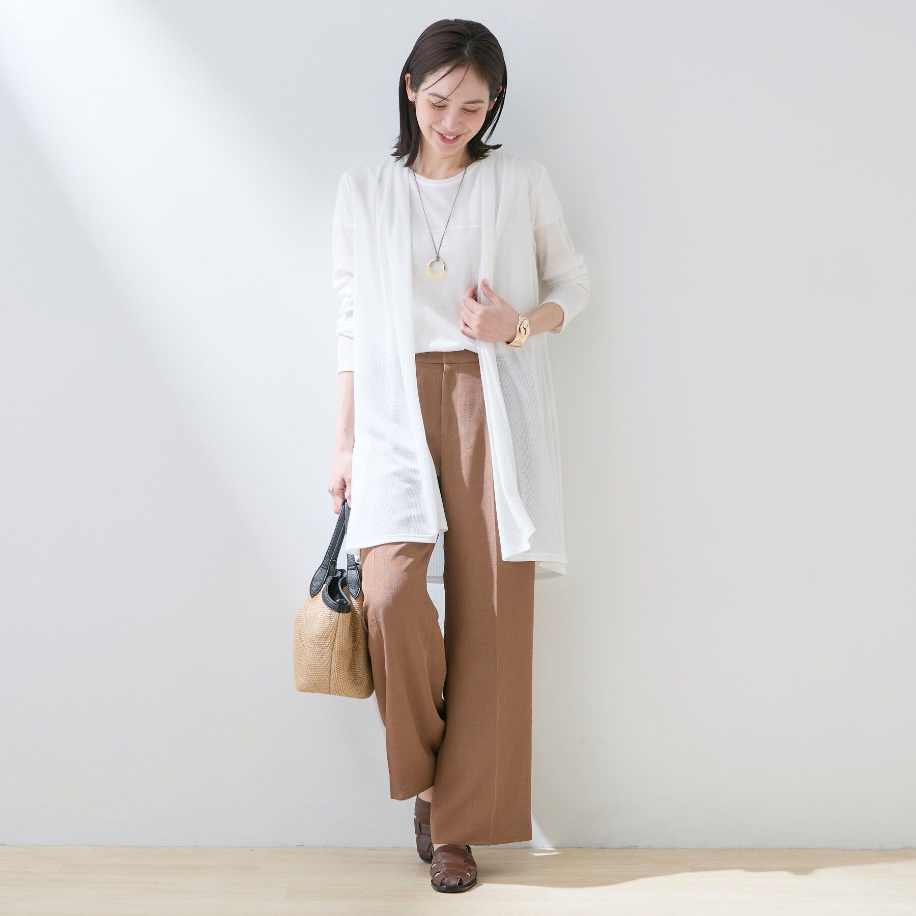 INDIVI「【洗える／アンサンブル可能】シアースストライプトップス」|Tシャツ・カットソー|